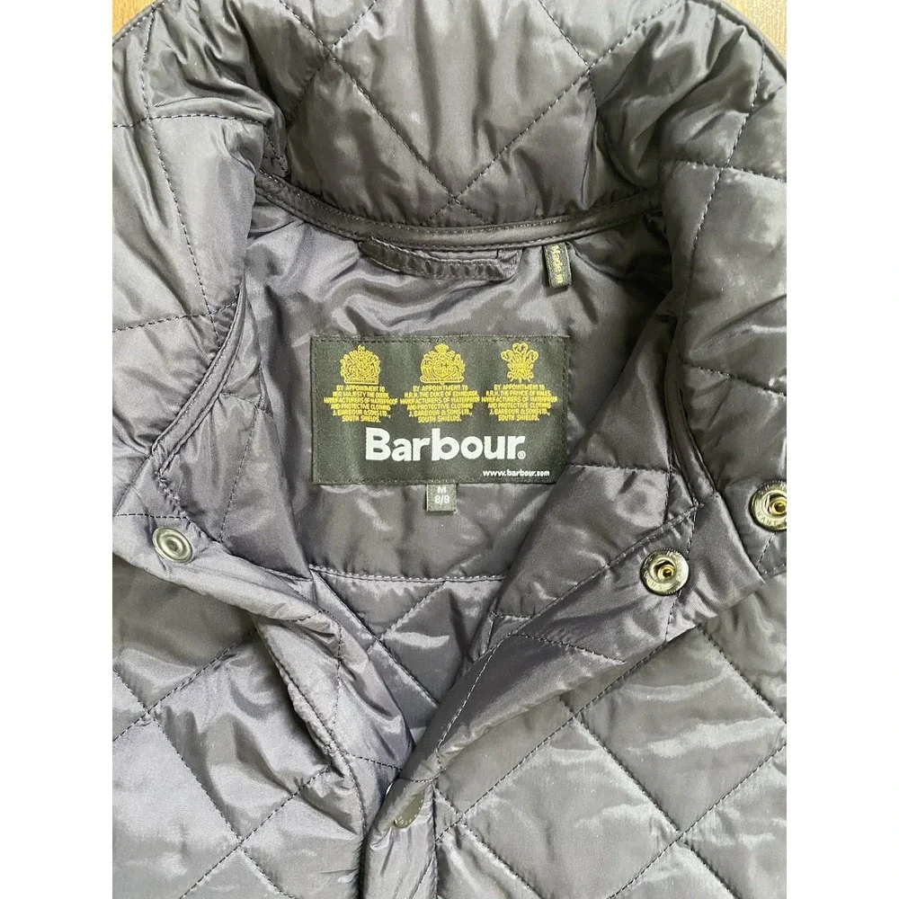 Barbour Liddesdale Kids Insulated Quilted Snap Gilet Vest Size M 8/9 Navy Blue